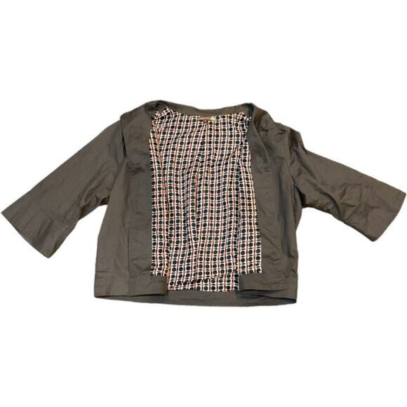 Womens Cropped Gray Jacket With Colorful Lining & Button Front 2X - Picture 8 of 9